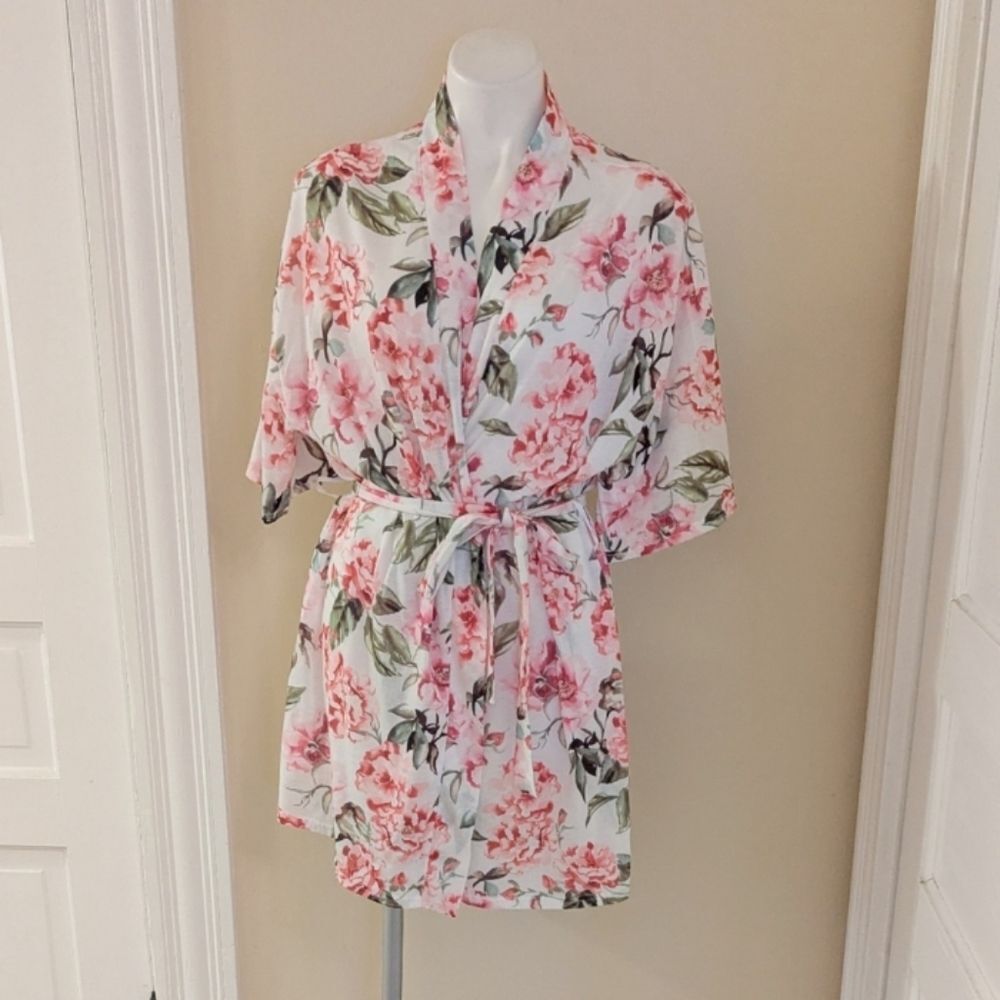 Show Me Your MuMu Kimono Robe Cover Up One Size Small Med Lrg Garden Floral Belt - Picture 11 of 15
